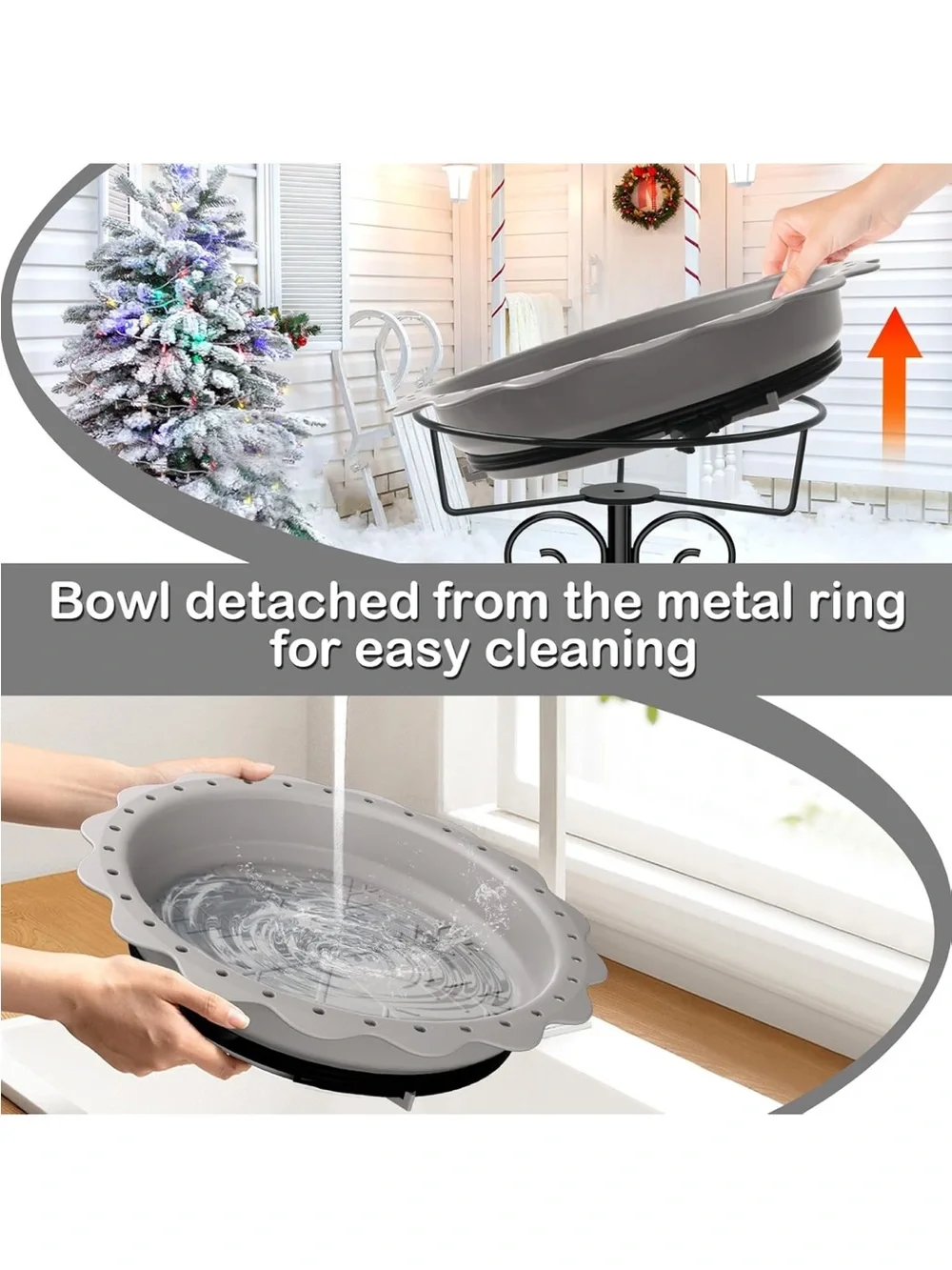 New Open Box Heated Bird Bath for Outside Winter, Powerful 100W Thermostat Contr